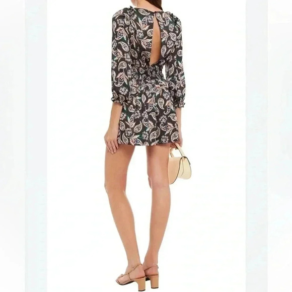 Maje Isley Wrap-effect Printed Satin Playsuit- Size 36; Like New without tags - Picture 15 of 16